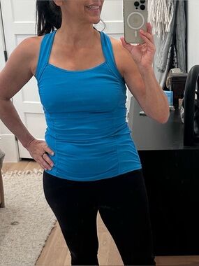 Soybu Blue Cross-Back Workout top